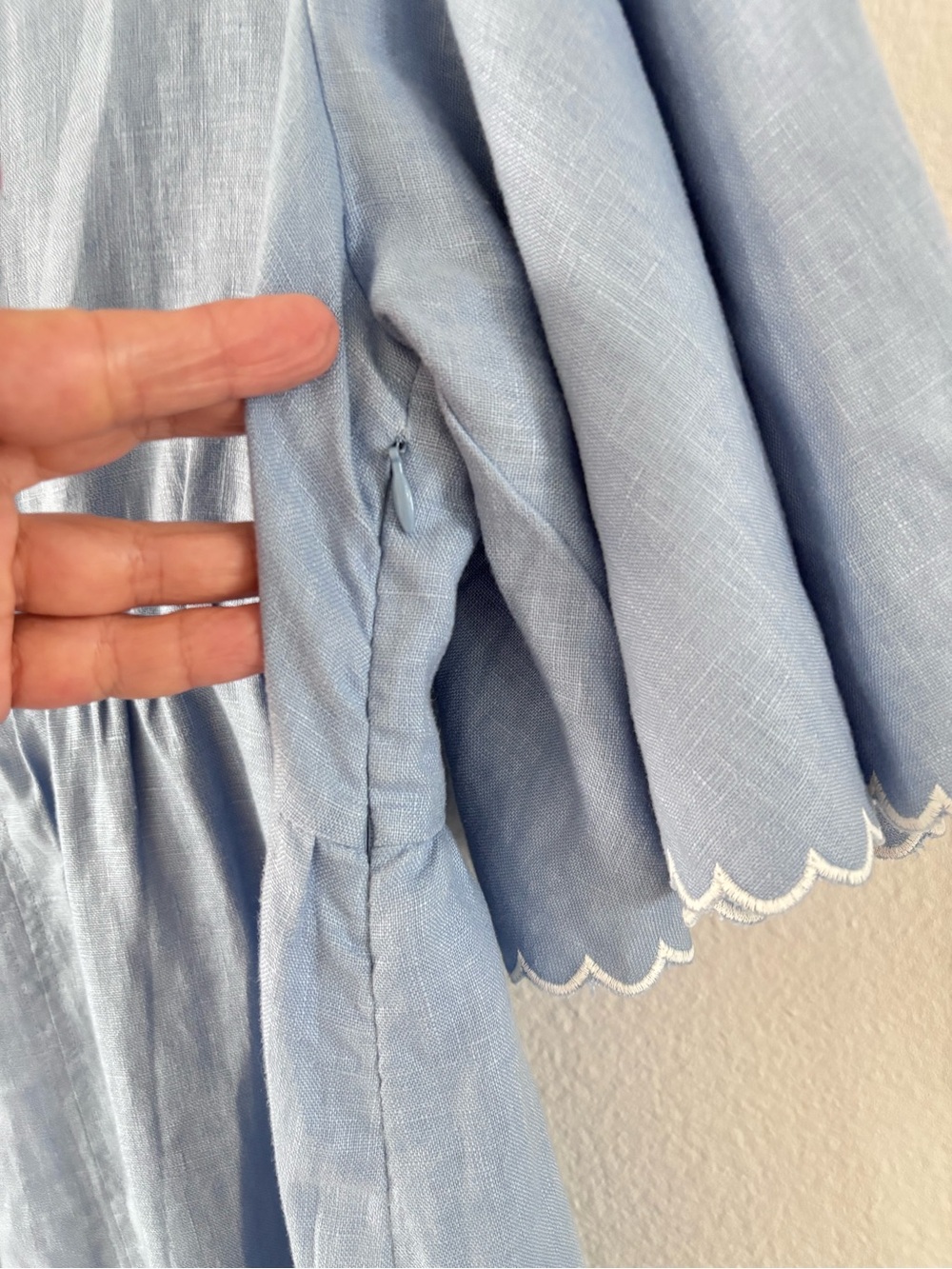Tuckernuck Open Sky Embroidered Linen Britton Maxi Dress Scalloped Medium EUC - Picture 9 of 11